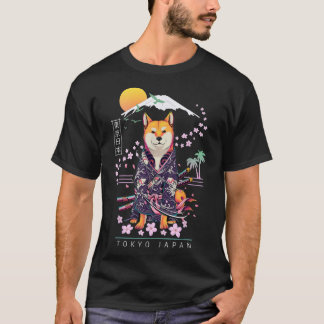 T-shirt Shiba Inu Japanese Aesthetic Sakura Cherry Bloss