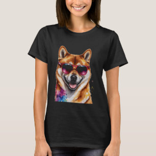 T-shirt Shiba Inu Lunettes de soleil Chien Funny Animal Ar