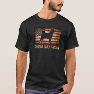 T-shirt Shiba Inu Maman Vintage Drapeau américain Chien pa