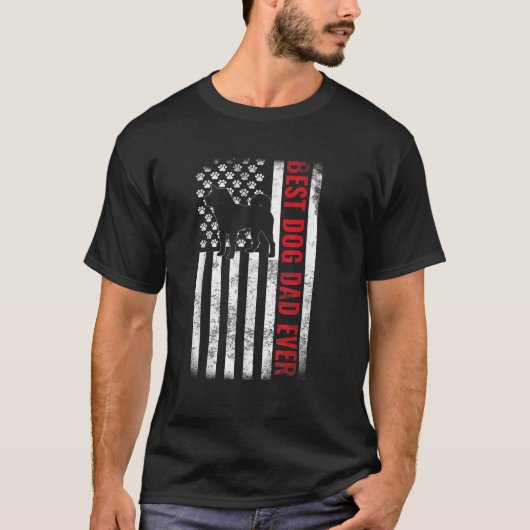 T-shirt Shiba Inu Meilleur Chien Papa Jamais Drapeau Améri (Devant)