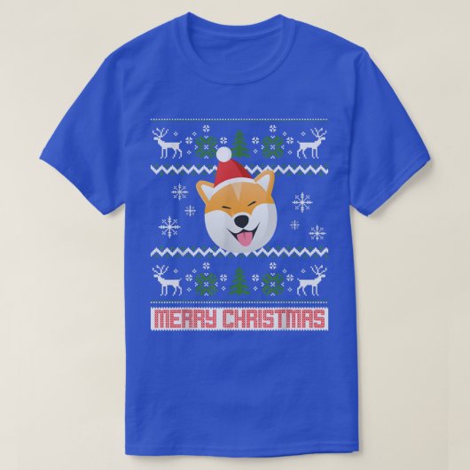 T-shirt Shiba Inu Neige Noël Père Noël laid  (Design devant)