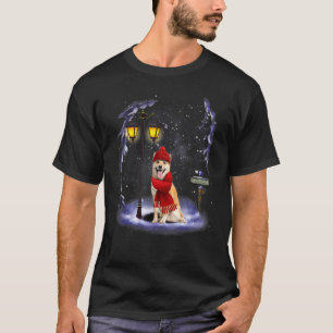 T-shirt Shiba Inu Père Noël Neige Noël Light Pyjama d'hive