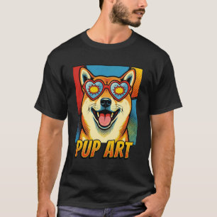 T-shirt Shiba Inu Pop Art Style de Bande Dessinée Rétro