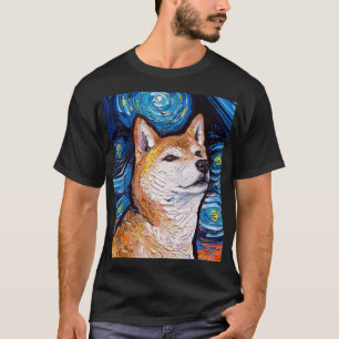 T-shirt Shiba Inu Portrait Starry Night Dog Art par Aja743