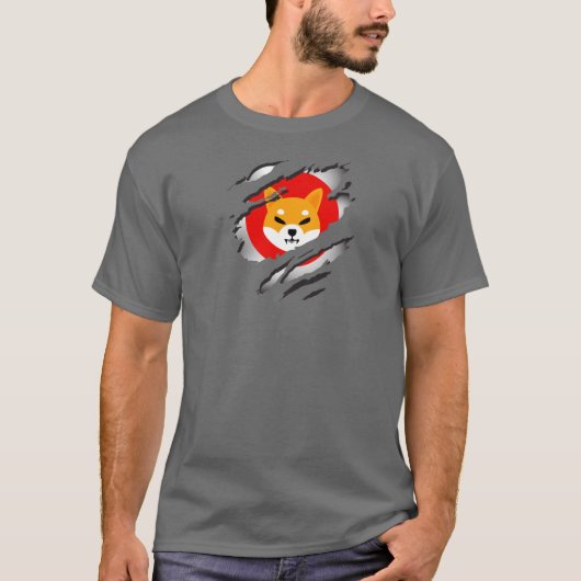 T-shirt Shiba Inu Torn Image avec / Logo Reveal Underneto (Devant)