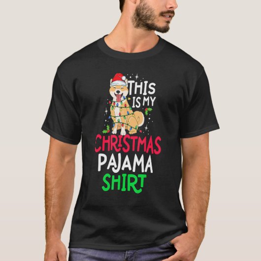 T-shirt Shiba Inu Tree Lights Dog This Is My Christmas Paj (Devant)