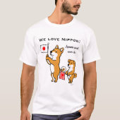 T-shirt Shiba Inus et drapeaux japonais (Devant)