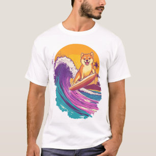 T-shirt Shiba Surfeur � Chien des Vibes de Plage