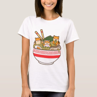 T-shirt Shibas Inu Manger Ramen Noodles T Shirt, Kawaii