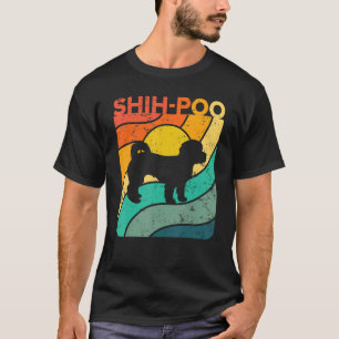 T-shirt Shih Poo Vintage Sunset Maman Papa