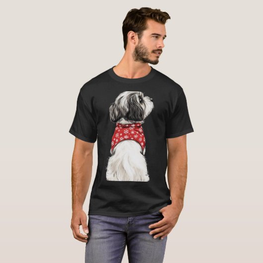 T-shirt Shih Tzu Christmas Lights Dog Lover Xmas Pajama Pu (Devant entier)
