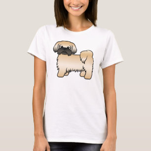 T-shirt Shih Tzu de dessin animé mignon couleur or avec ma