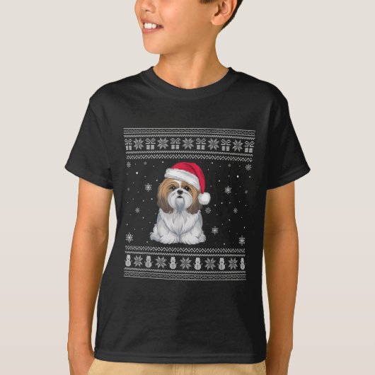 T-shirt Shih Tzu Dog Lovers Men Women Santa Ugly Xmas Swea (Devant)