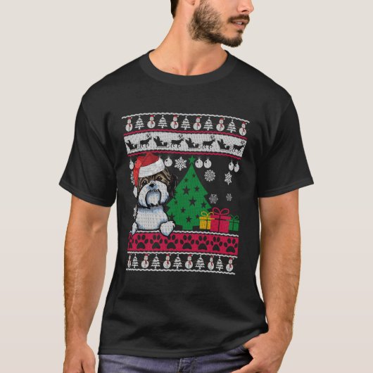 T-shirt Shih Tzu Doux moche Xmas Don de chien pour Noël (Devant)