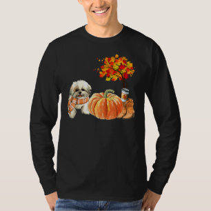 T-shirt Shih Tzu Écarf Citrouille Épice Latte Automne Feui