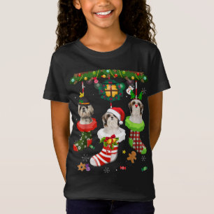 T-Shirt Shih Tzu En Chaussettes Noël Noël Noël Chapeau Noë