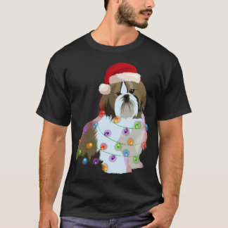 T-shirt Shih Tzu Feux de Noël Amoureux des chiens de Noël