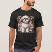 T-shirt Shih Tzu Flore esthétique de champignon pour fille (Devant)