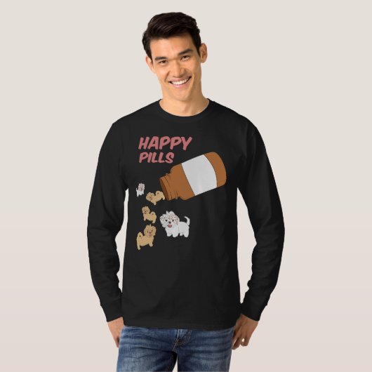 T-shirt Shih Tzu Happy Pills Shih Tzu Chien (Devant entier)