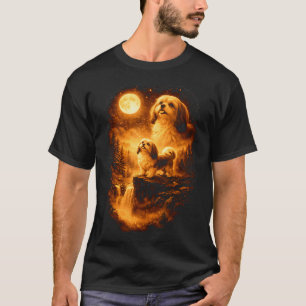 T-shirt Shih Tzu hurlant à la Lune Vintage 90s Drôle de Ch