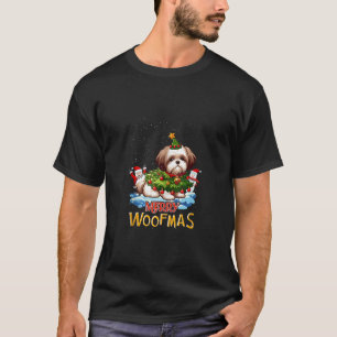 T-shirt Shih Tzu Joyeux sapin de Noël éclaire Chien X Mas