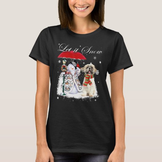 T-shirt Shih Tzu Père Noël Chien Noël Snowman Xmas Pajama (Devant)