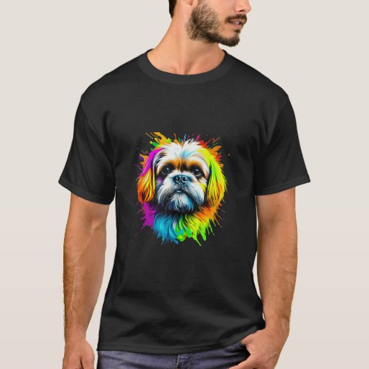 T-shirt Shih Tzu Pop Art I Amoureux des chiens I Splash Ar (Devant)