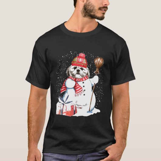 T-shirt Shih Tzu Snowman Nuit de Neige Propriétaire du chi (Devant)