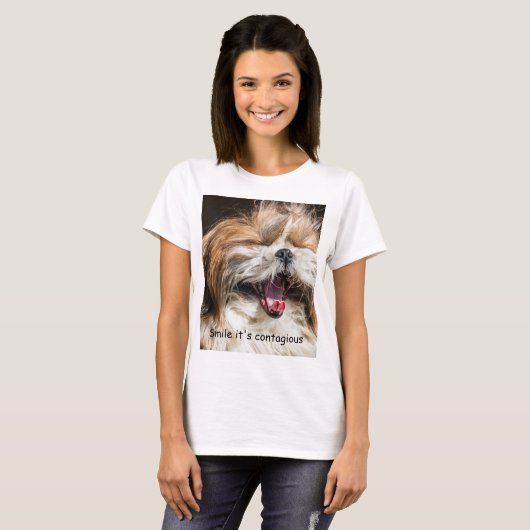 T-shirt Shih tzu yawning laughing smile text customize (Devant entier)