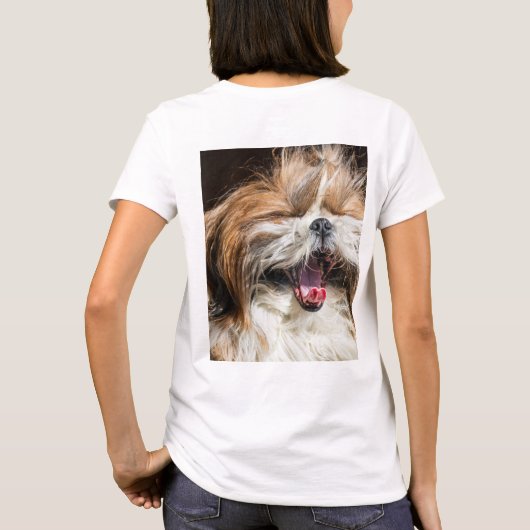 T-shirt Shih tzu yawning laughing smile text customize (Dos)
