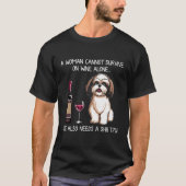 T-shirt Shihzu and wine Funny Dog retro (Devant)