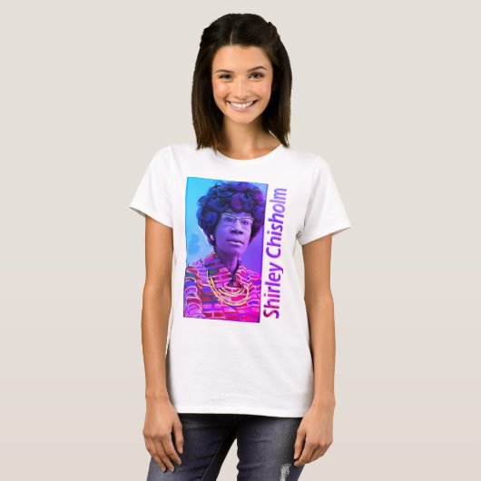 T-shirt Shirley Chisholm à carreaux violets (Devant entier)
