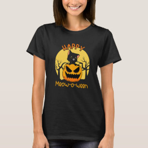 T-shirt Shirt d'Halloween Meowoween Cute Black Cat Party C