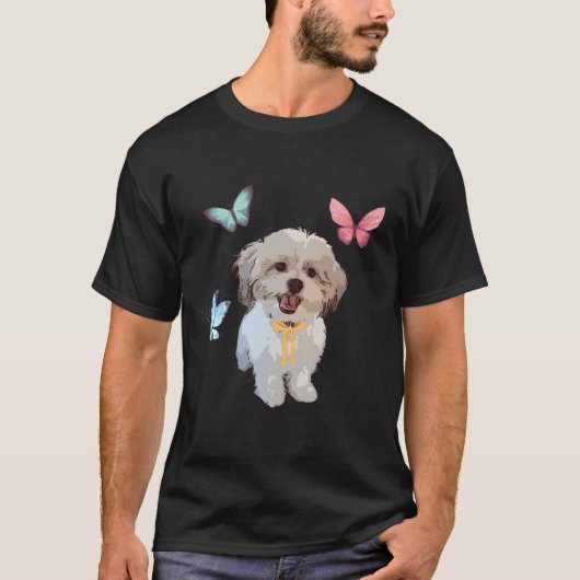 T-shirt Shitzu Aux Papillons (Devant)