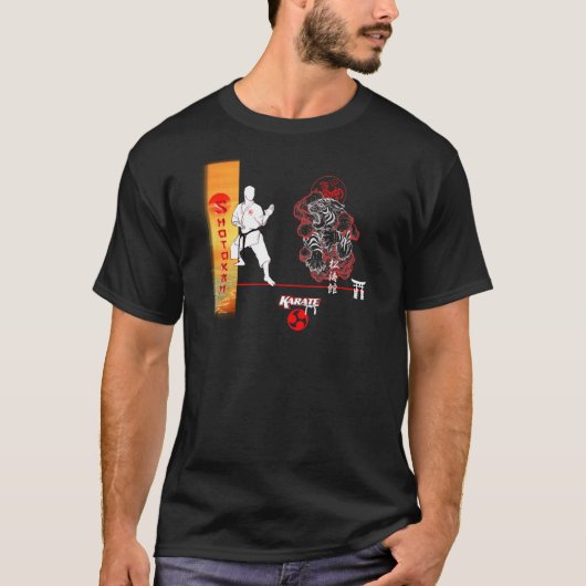 T-shirt Shotokan Karate Rouge Mist Tiger Martial Arts Tshi (Devant)