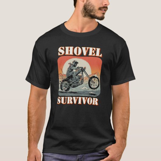 T-shirt Shovelhead Survivor Biker t shirt (Devant)