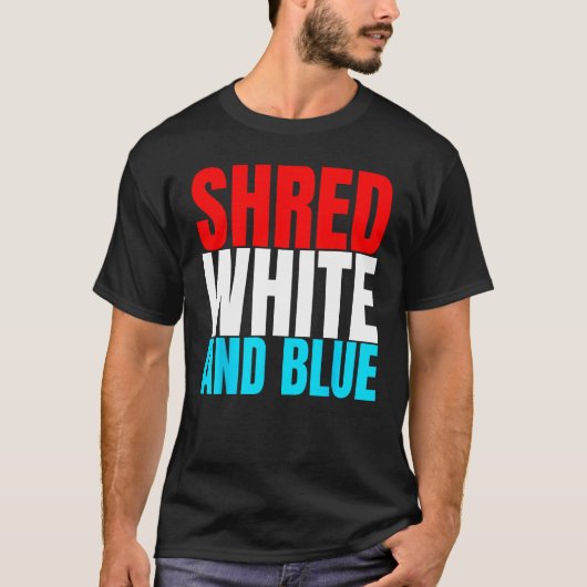 T-shirt Shred White And Blue est un exercice d'haltérophil (Devant)