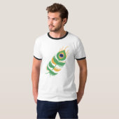T-SHIRT SHREE KRISHNA PEACOCK FEATHER LOGO DESIGN UNIQUE (Devant entier)