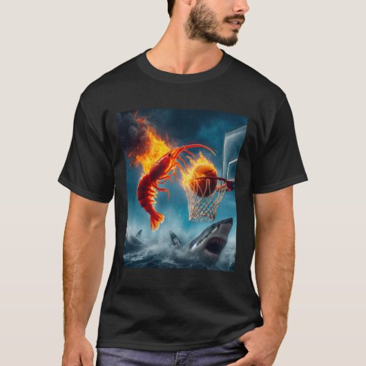 T-shirt Shrimp Dunking On Shark Funny Fishing Meme  (Devant)