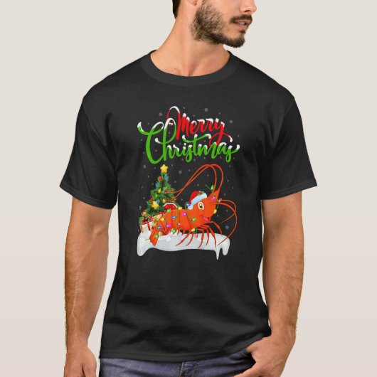 T-shirt Shrimp Fish  Xmas Decorations Santa Shrimp Christm (Devant)