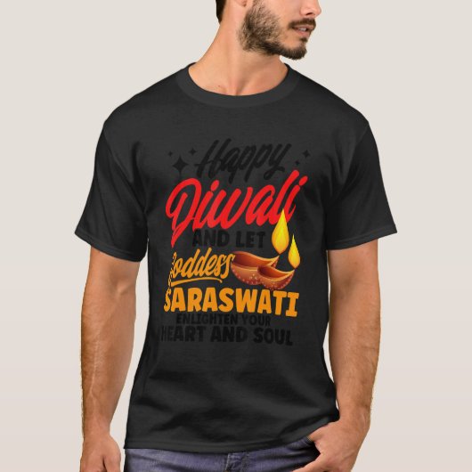 T-shirt Shubh Deepalawi Heureuse déesse de Diwali Saraswat (Devant)