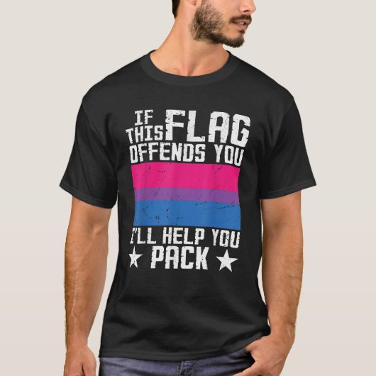 T-shirt Si ce drapeau vous offense Bisexual Pride Flag LGB (Devant)
