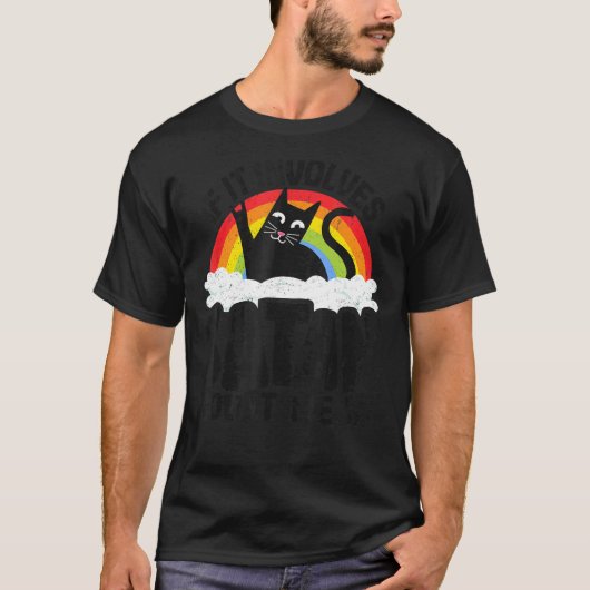 T-shirt Si cela implique Satan, comptez-moi dans Chat Méta (Devant)