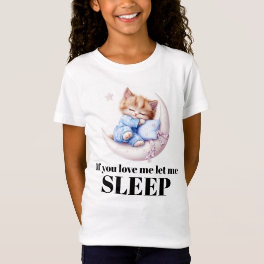 T-Shirt Si tu m'aimes Sleeping Kitty (Devant)