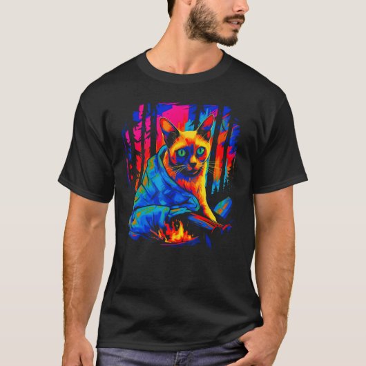 T-shirt Siamese Cat Camping (Devant)