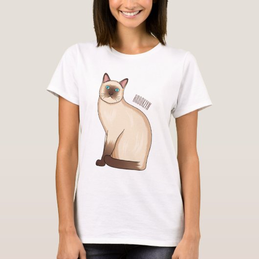 T-shirt Siamese cat cartoon illustration  (Devant)