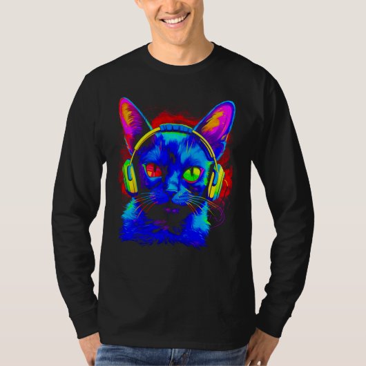T-shirt Siamese Cat DJ Music (Devant)