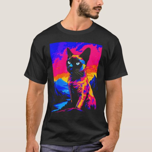 T-shirt Siamese Cat Pop Art (Devant)