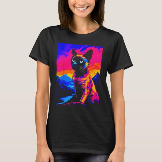 T-shirt Siamese Cat Pop Art (Devant)