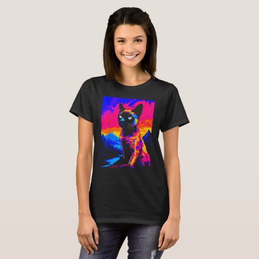 T-shirt Siamese Cat Pop Art (Devant entier)